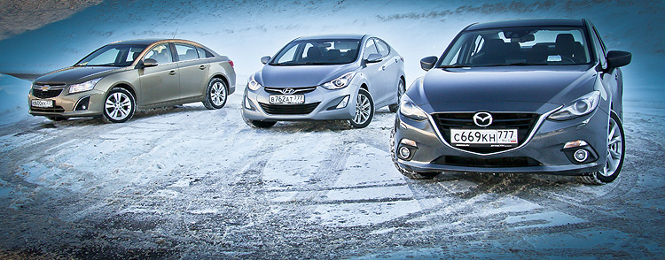 - Hyundai Elantra, Mazda 3  Chevrolet Cruze:    